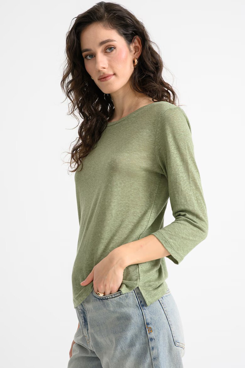 United Colors of Benetton Ленена блуза Зелени аспержи