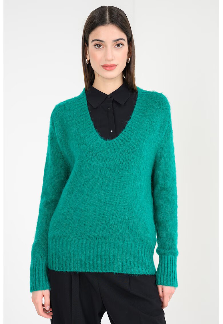 United Colors of Benetton Пуловер с мохер и овално деколте