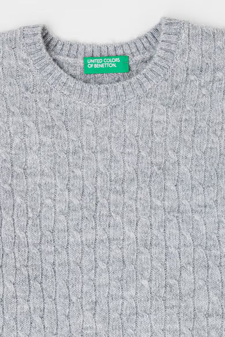 United Colors of Benetton Пуловер с плетка осморка Сив