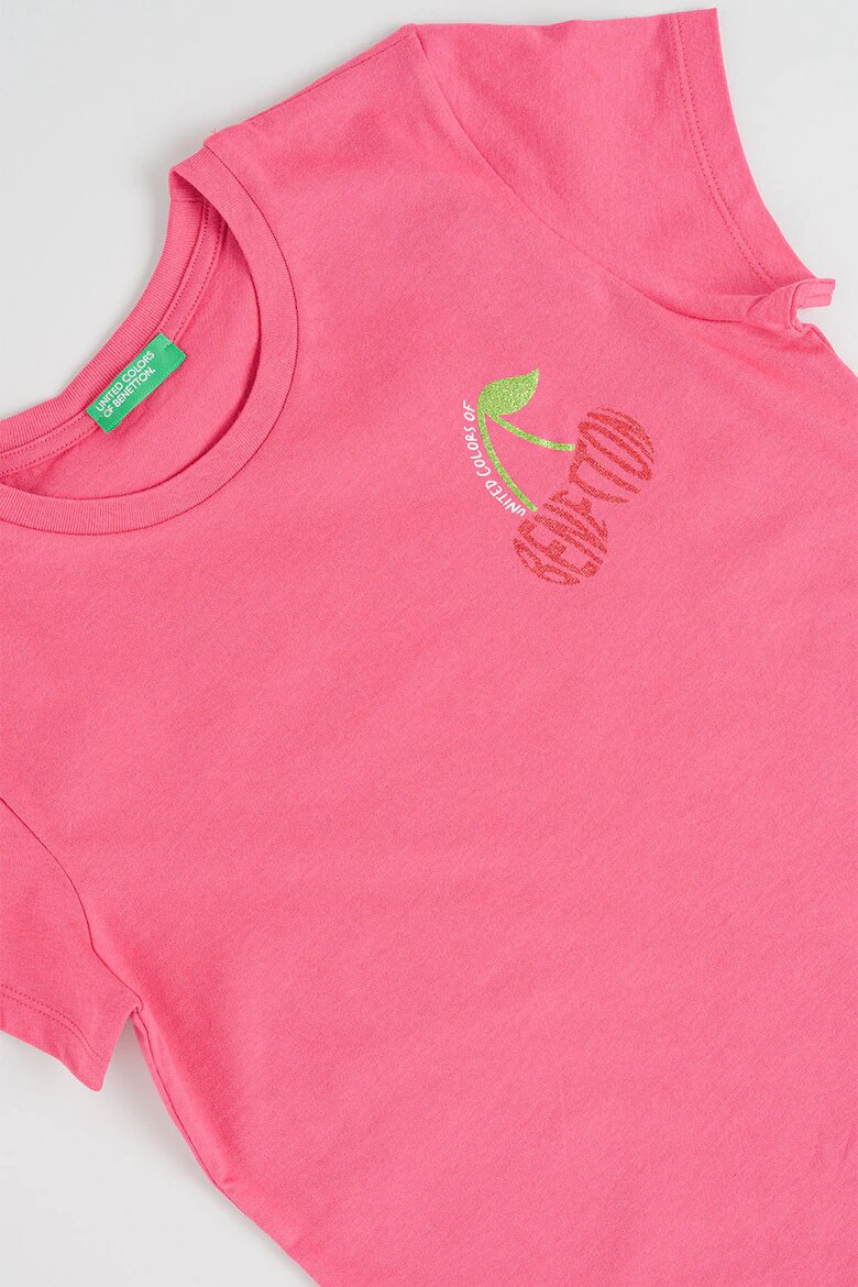 United Colors of Benetton Тениска с бляскав принт Фуксия