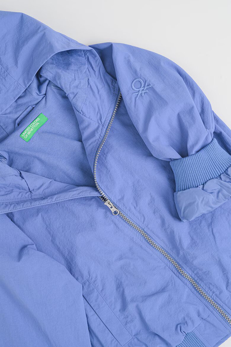 United Colors of Benetton Яке с качулка и 2 джоба Прашно синьо
