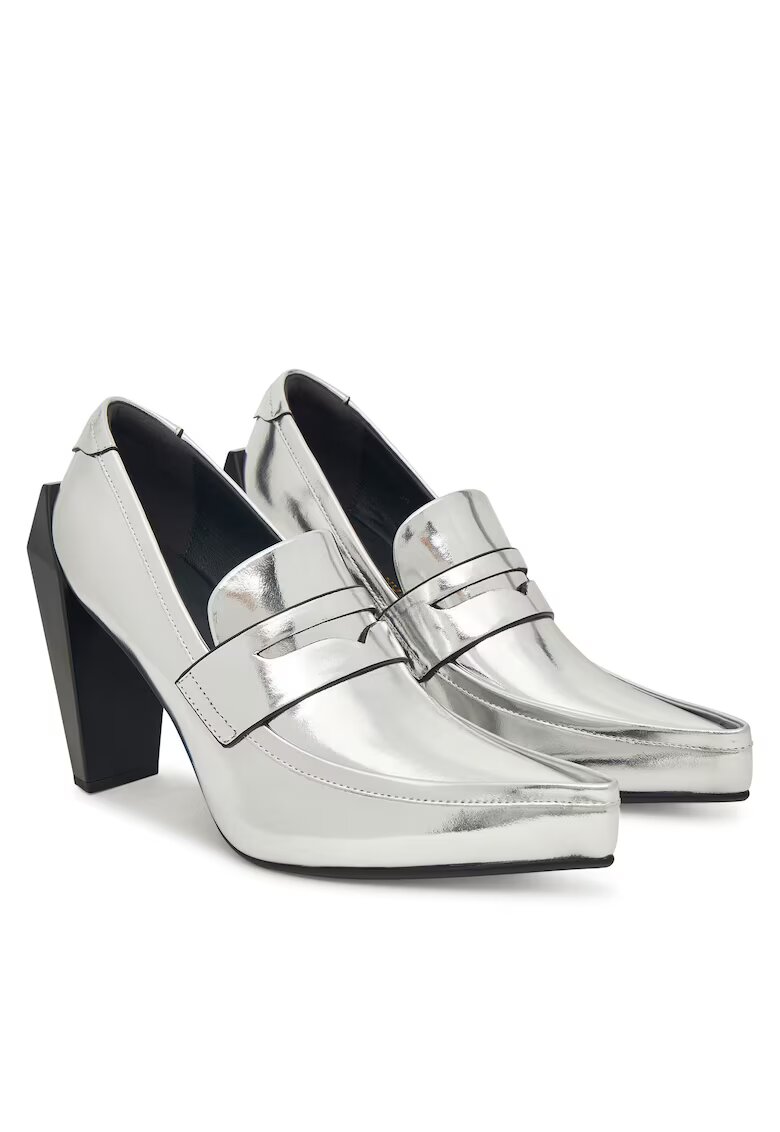 United Nude Дамски обувки - Silver Gem Loafer Hi - естествена кожа - Сребрист