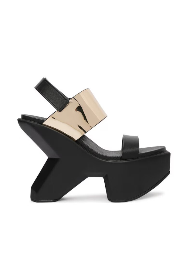 United Nude Дамски сандали - естествена кожа - черно/златисто - система за закопчаване с велкро
