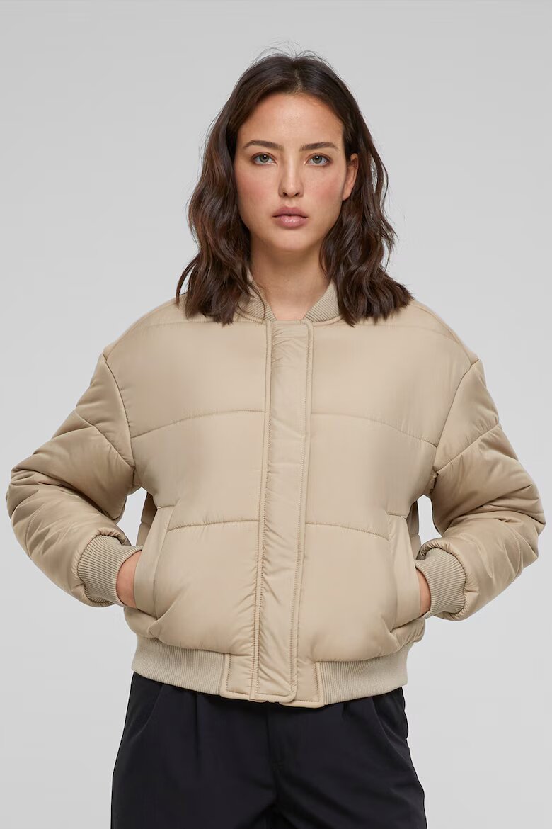 Urban Classics Бомбър яке с джобове встрани Бежов