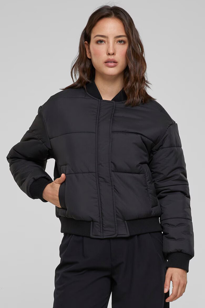 Urban Classics Бомбър яке с джобове встрани Черен