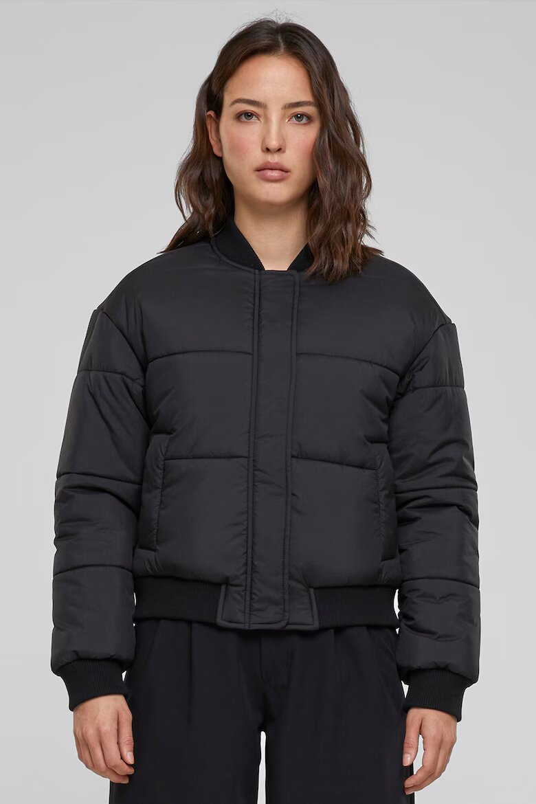 Urban Classics Бомбър яке с джобове встрани Черен