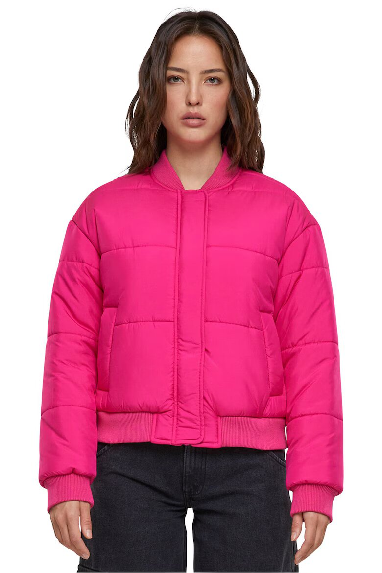 Urban Classics Бомбър яке с джобове встрани Фуксия