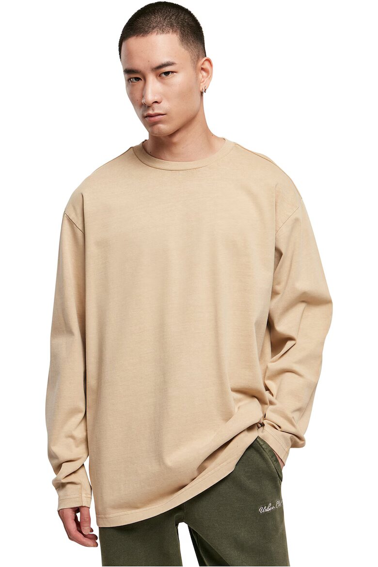 Urban Classics Памучна блуза с овално деколте Бежов