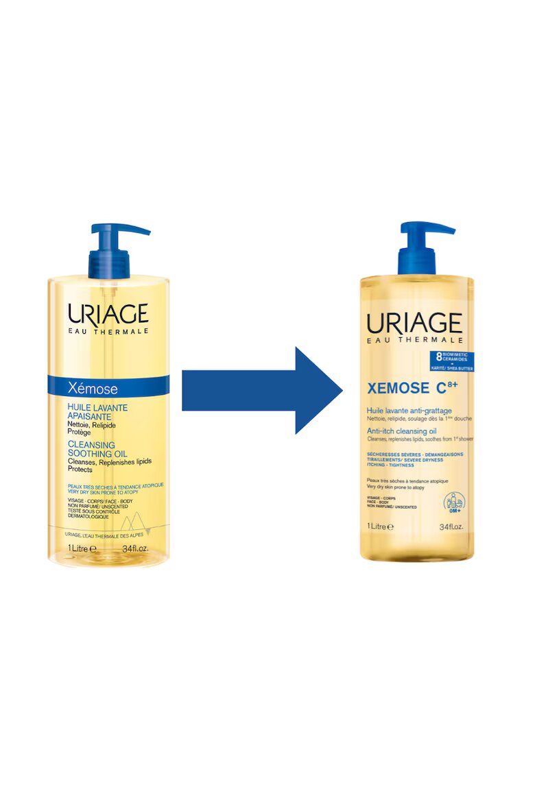 Uriage Почистващо масло за суха атопична кожа Xemose 1 l