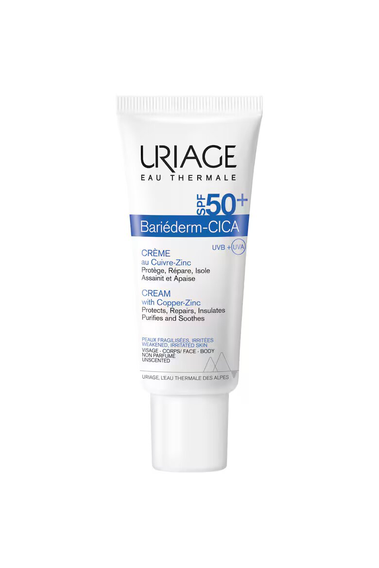 Uriage Възстановяващ крем Bariederm Cica SPF 50+ С мед и цинк 40 мл