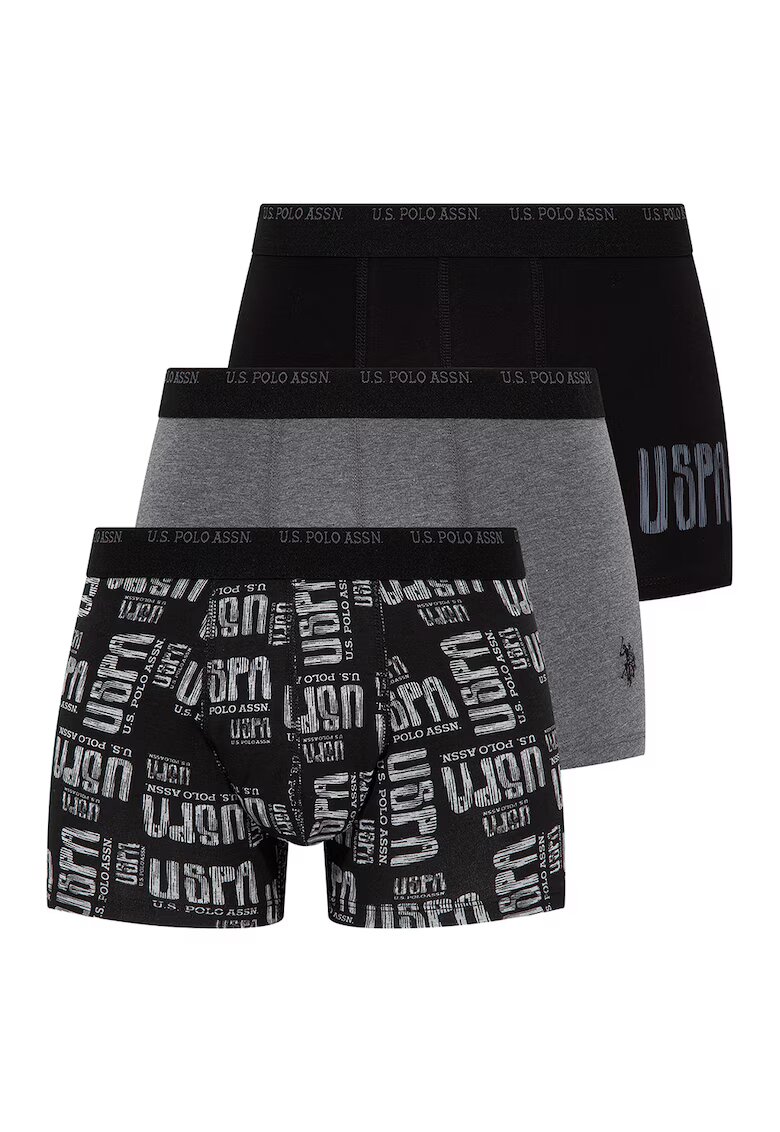 US Polo Assn Боксерки - 3 чифта - Черен/Сив меланж