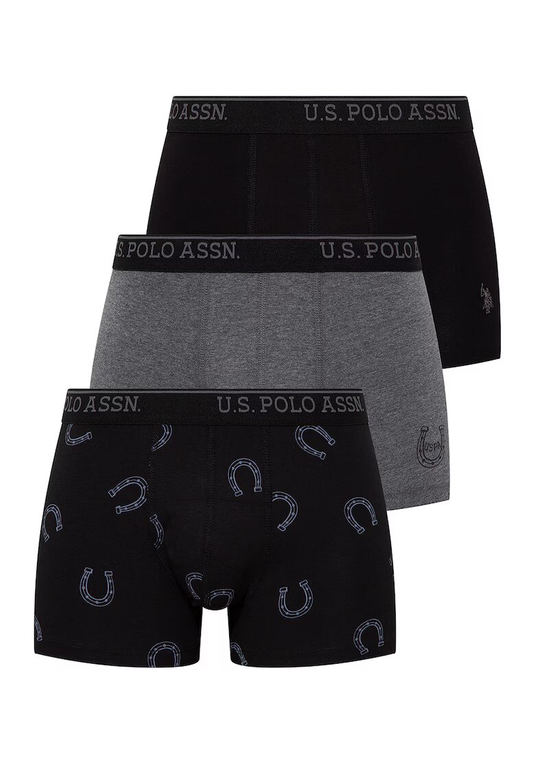 US Polo Assn Боксерки - 3 чифта - Черен/Сив меланж
