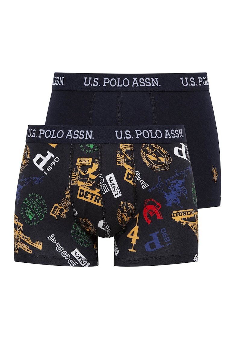 US Polo Assn Боксерки с десен - 2 чифта - Черен/Ултрамарин синьо/Шафраново жълто