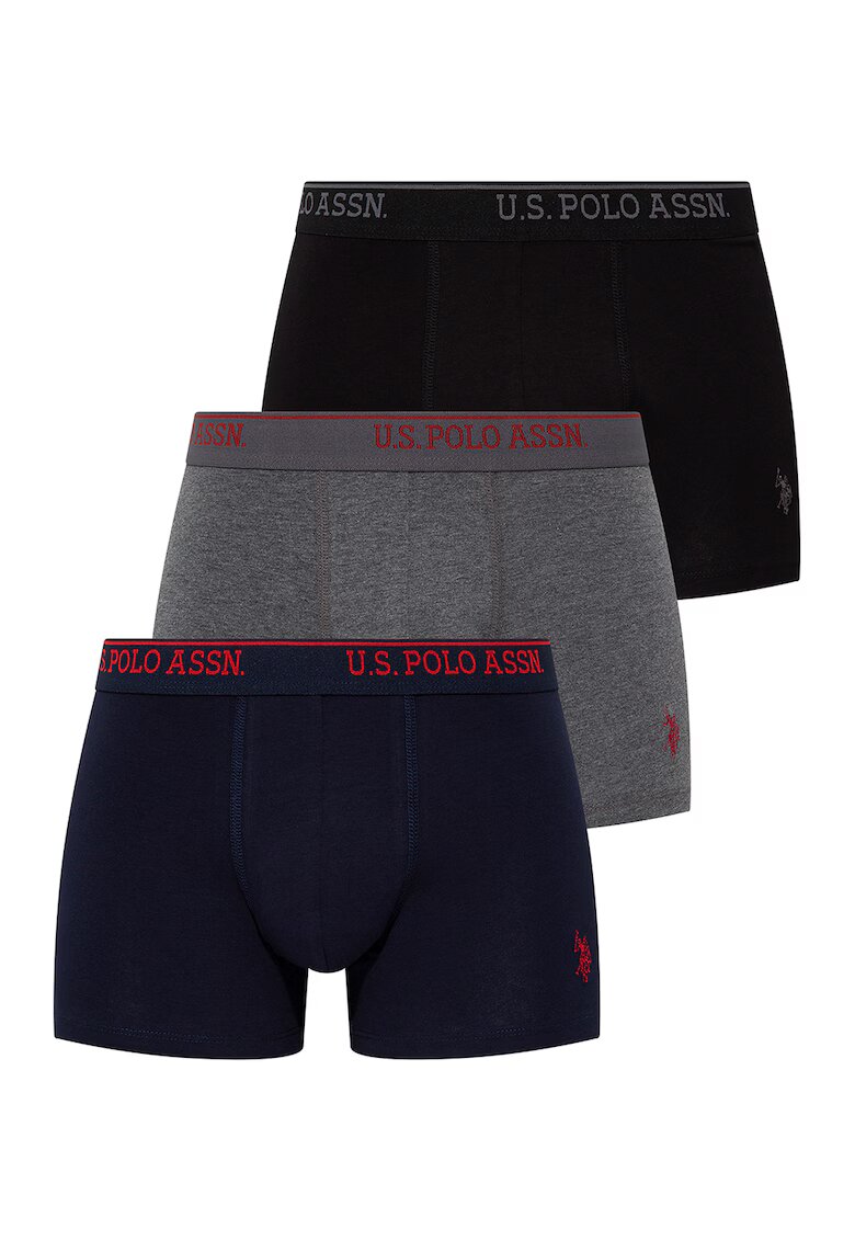 US Polo Assn Боксерки с лого - 3 чифта - Червен/Бял/Тъмносин