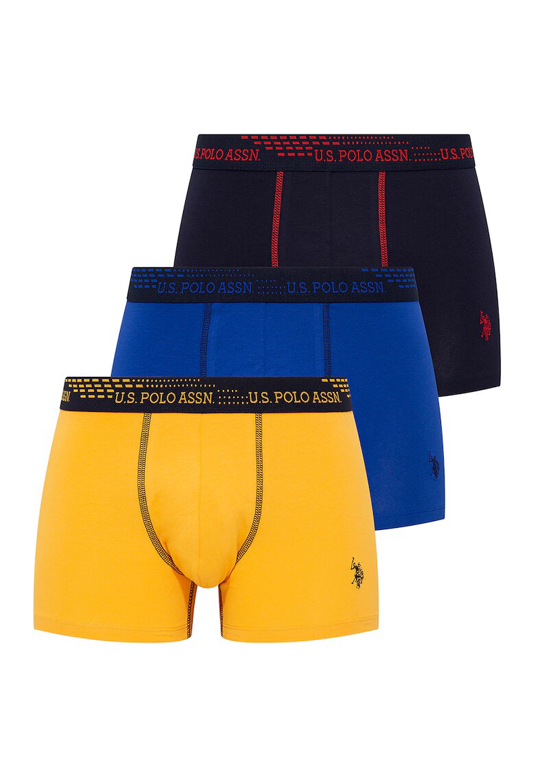 US Polo Assn Боксерки с лого - 3 чифта - Жълт/Кралско Синьо/Тъмносин