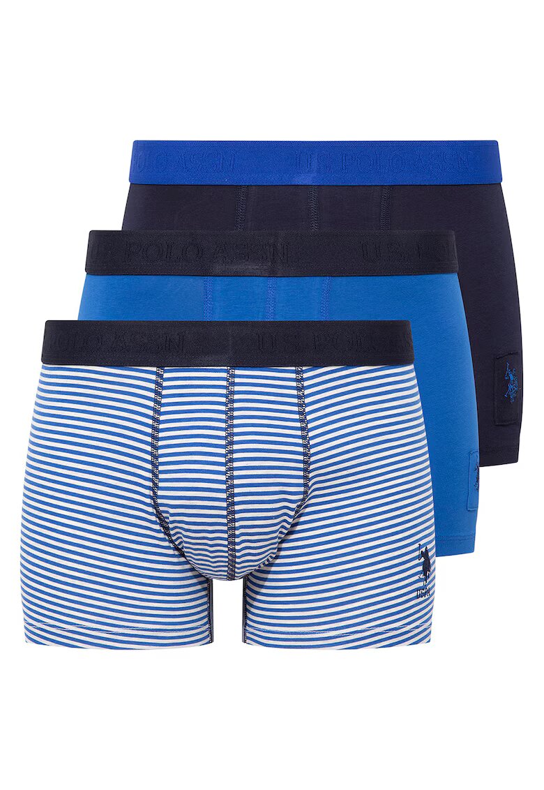 US Polo Assn Боксерки с памук - 3 чифта - Бял/Син