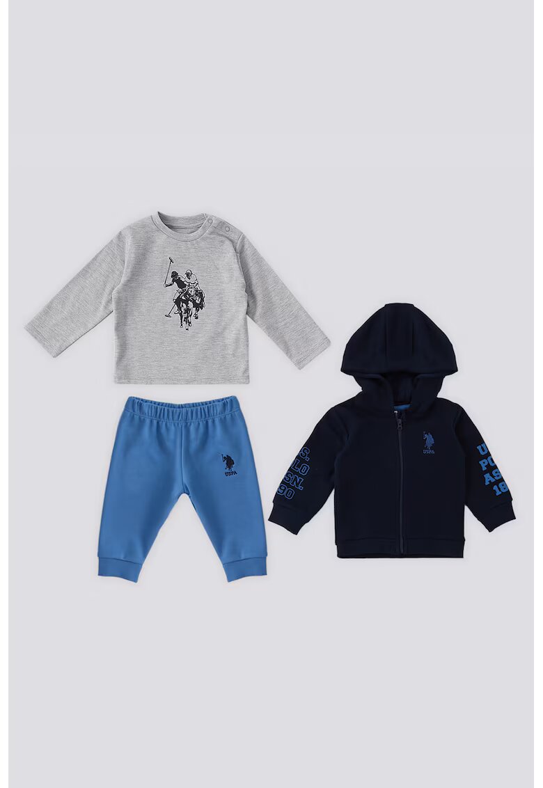 US Polo Assn Худи - блуза и спортен панталон - Сив меланж/Тъмносин