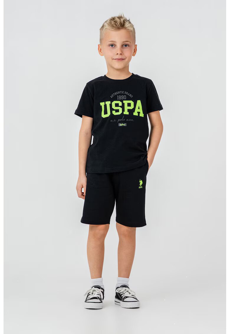 US Polo Assn Памучен спортен панталон с лого - Червен/Бял/Тъмносин