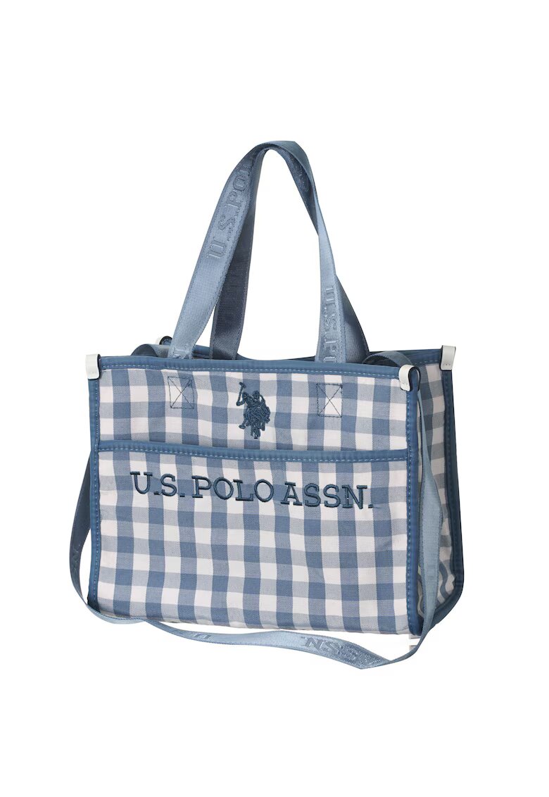 US Polo Assn Малка плажна чанта синя и бяла - 20x27 -5x10 -5см