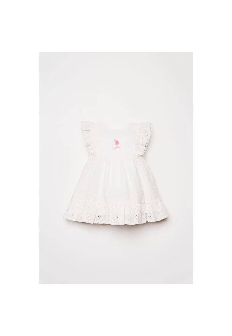 US Polo Assn Rochie din bumbac cu dantela sangallo