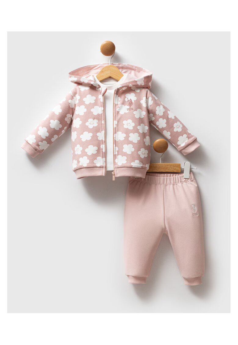 US Polo Assn Set de bluza - pantaloni si hanorac cu fermoar