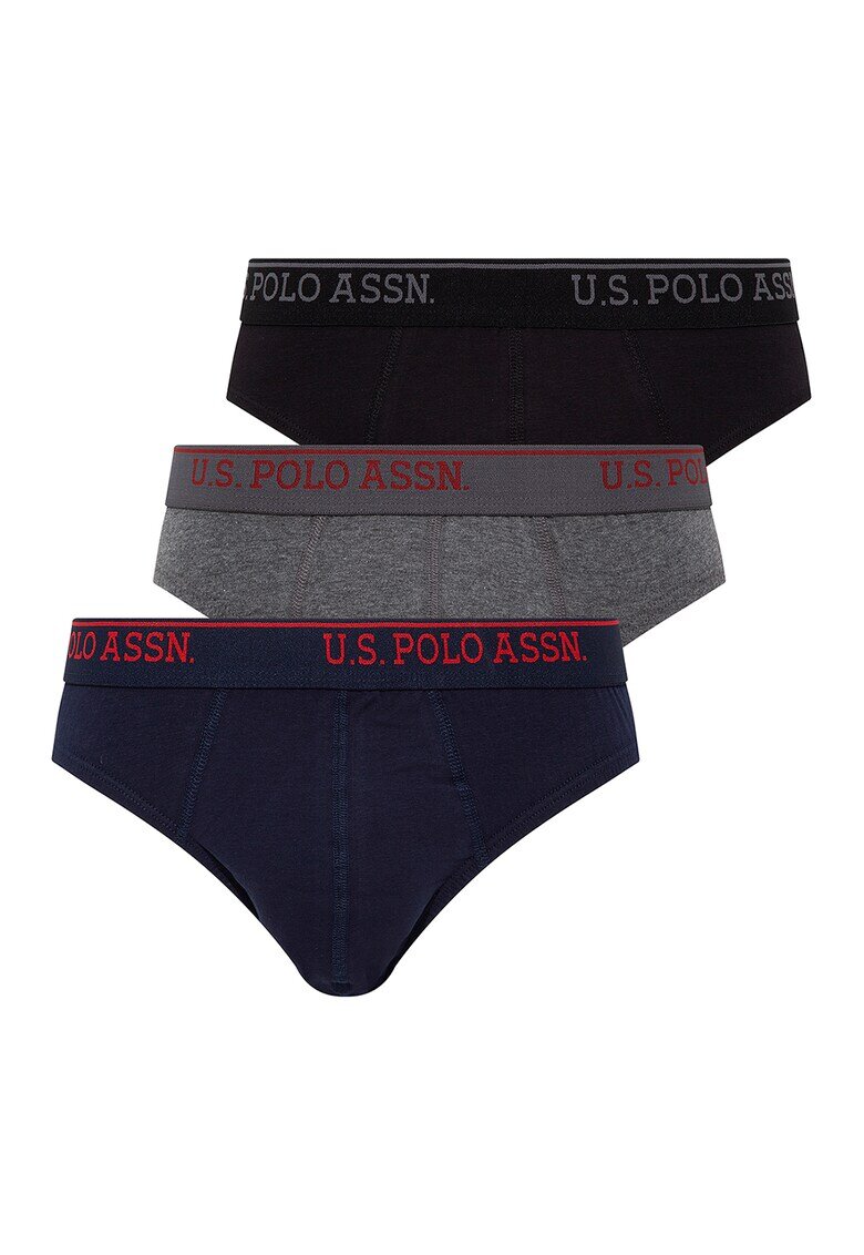 US Polo Assn Слипове с памук - 3 чифта - Черен/Сив/Тъмносин