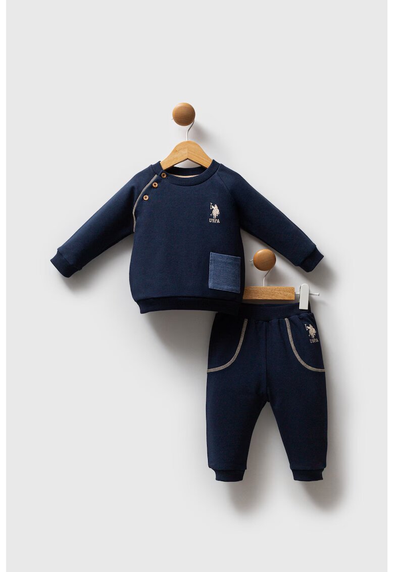 US Polo Assn Спортен екип с лого - Бежов/Тъмносин