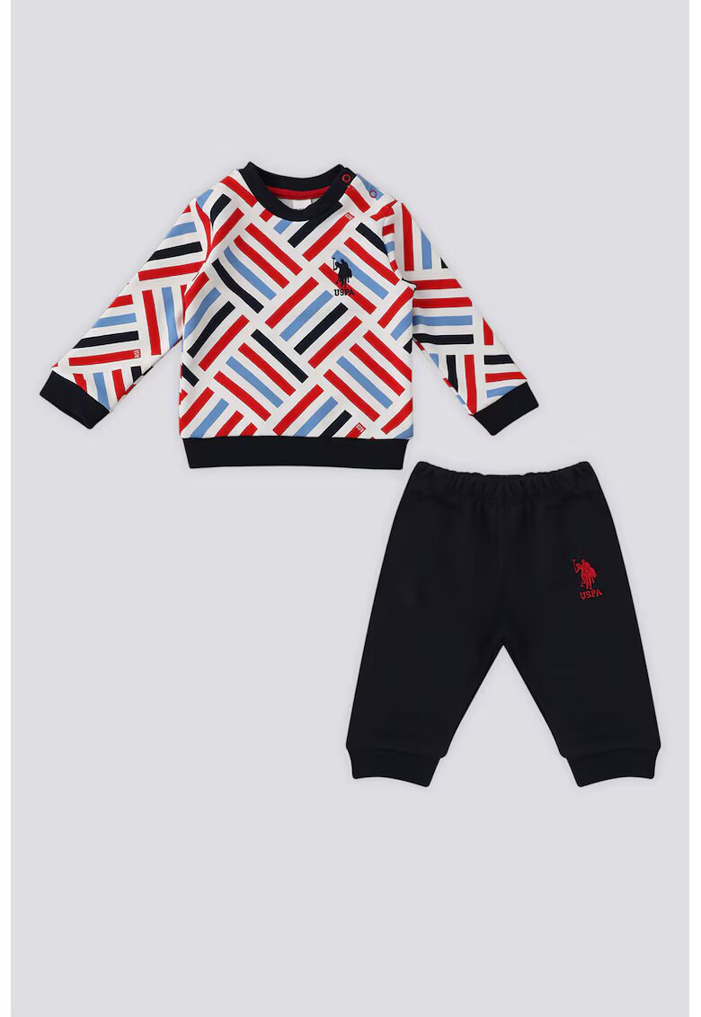 US Polo Assn Суитшърт с десен и спортен панталон - Червен/Бял/Ултрамарин синьо