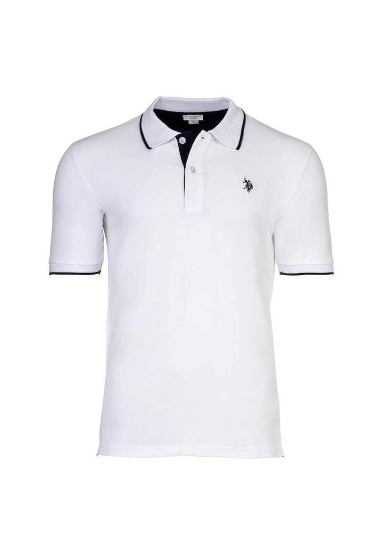 US Polo Assn Тениска от пике с памук и яка