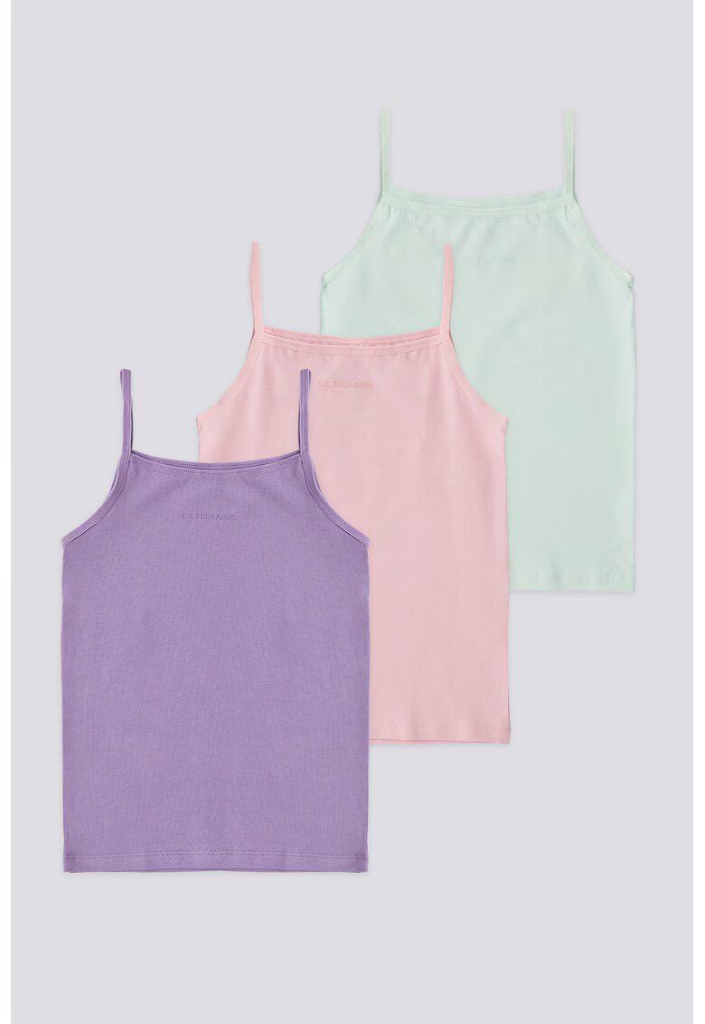 US Polo Assn Топ с памук - 3 чифта - Лавандула/Бледозелен/Розово