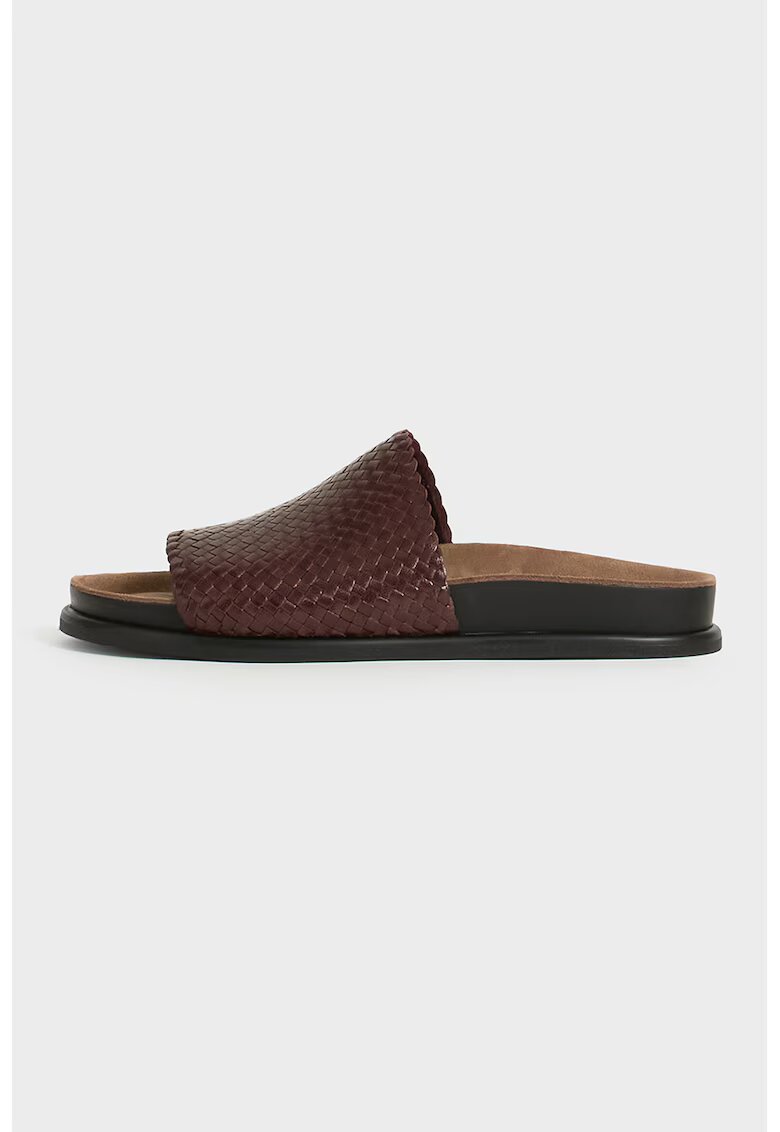 Vagabond Shoemakers Кожени чехли със сплетен ефект - Кафяв
