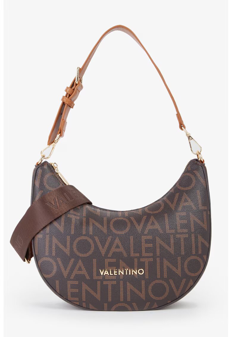 Valentino Bags Чанта от еко кожа с лого - Тъмнокафяв/Светлокафяв