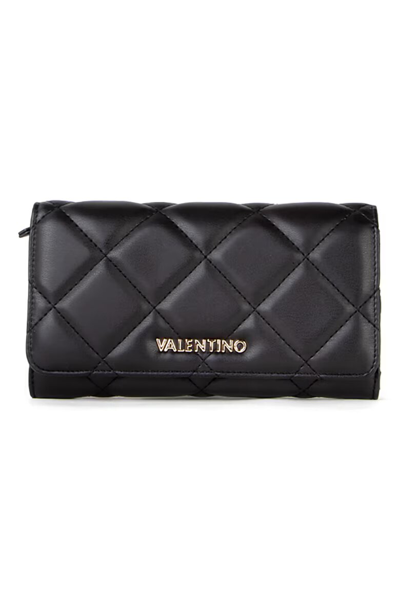 Valentino Bags Капитониран портфейл от еко кожа Черен