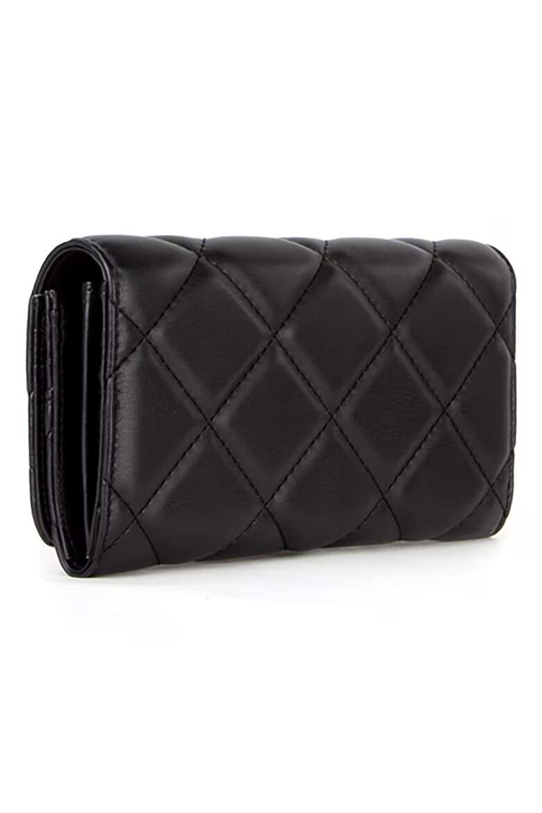 Valentino Bags Капитониран портфейл от еко кожа Черен