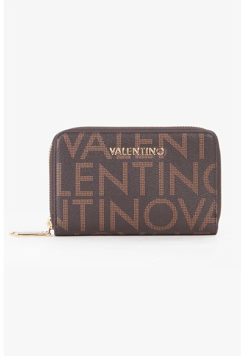 Valentino Bags Портфейл с лого и цип - Тъмнокафяв/Светлокафяв