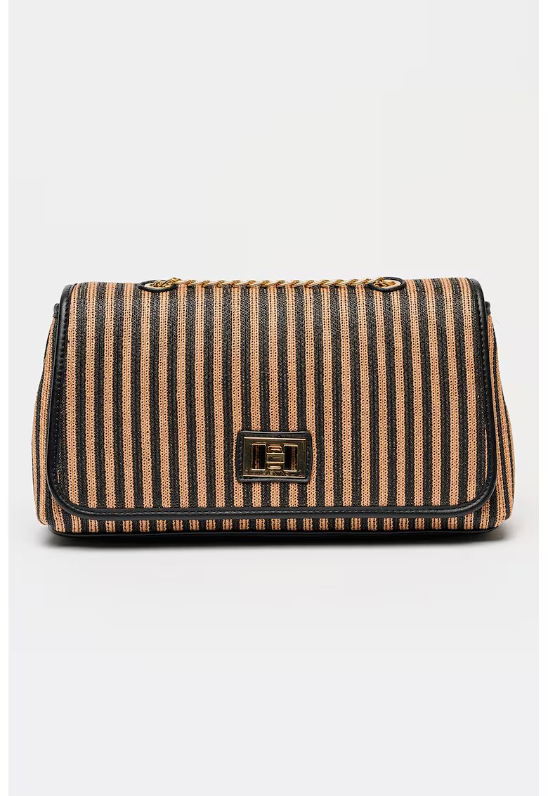 Valentino Bags Раирана чанта през рамо Selene - Черен/Мръснобял/Светло бежово
