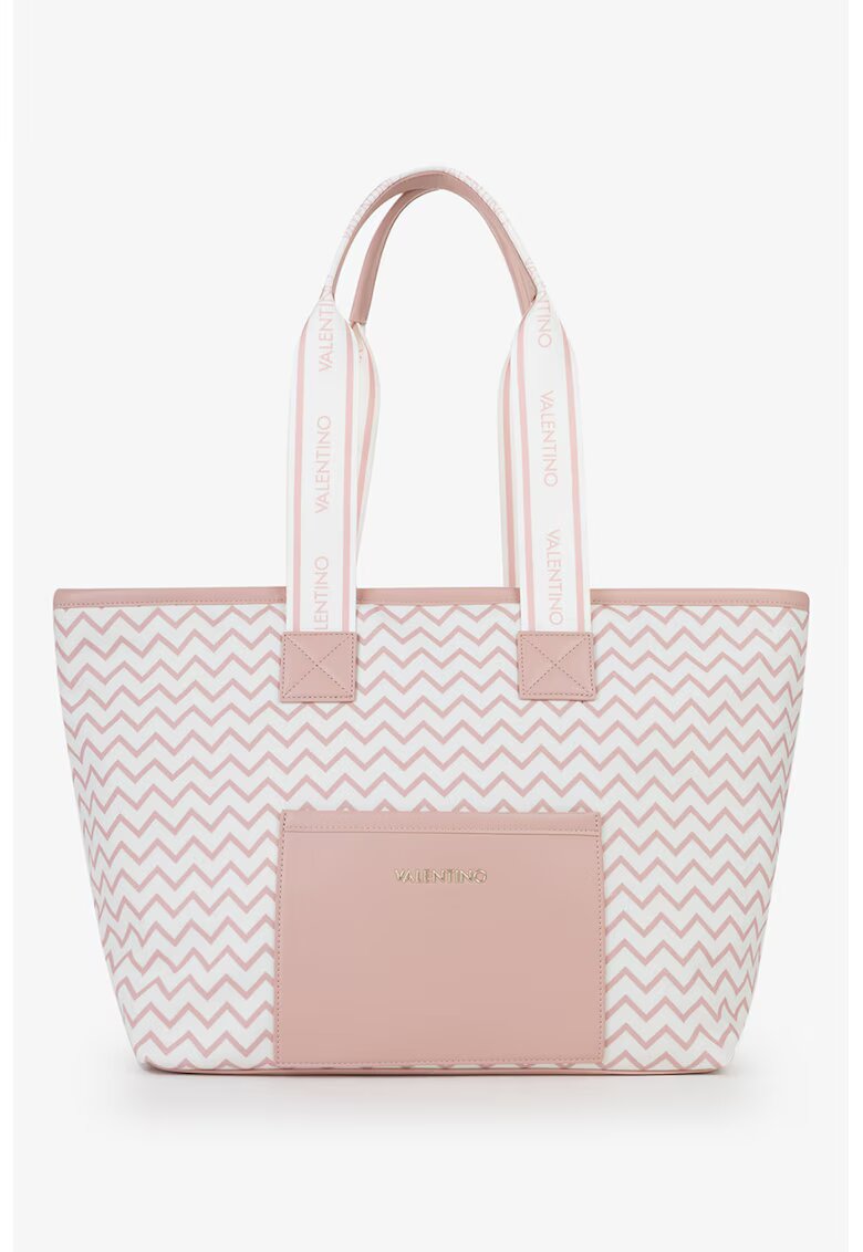 Valentino Bags Шопинг чанта с десен - Бял/Прашно розово