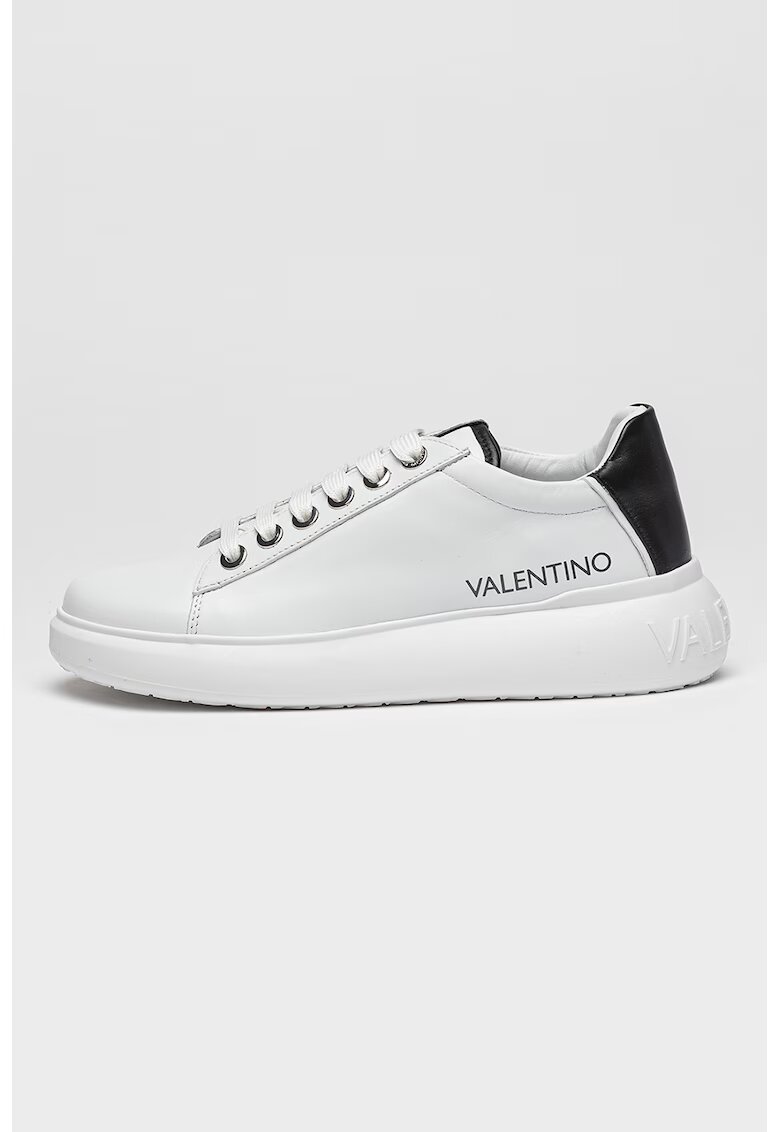 Valentino Кожени спортни обувки с лого - Черен/Мръснобял