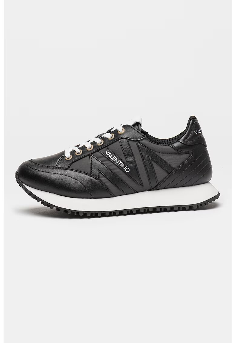 Valentino Кожени спортни обувки с мрежести зони - Черен/Тъмнозелен