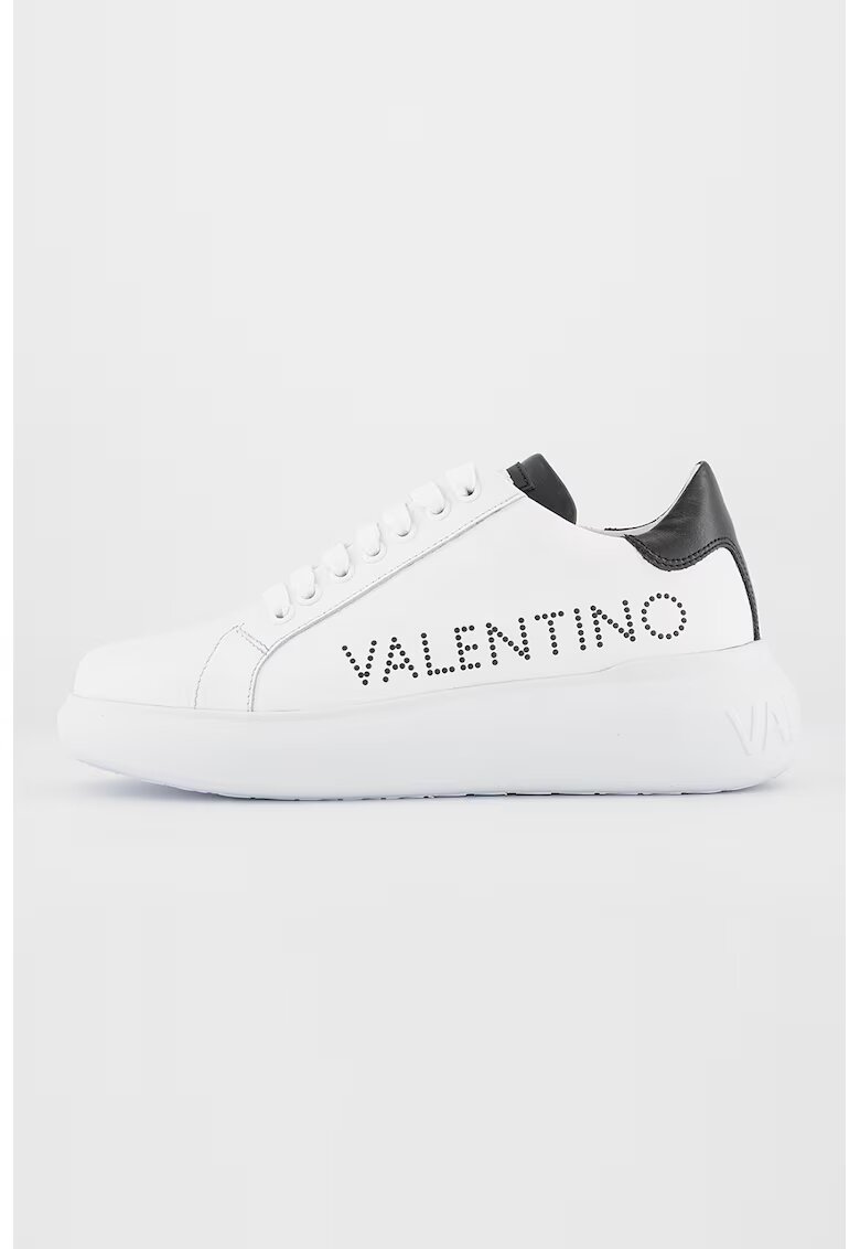 Valentino Унисекс кожени спортни обувки с лого - Бял/Черен