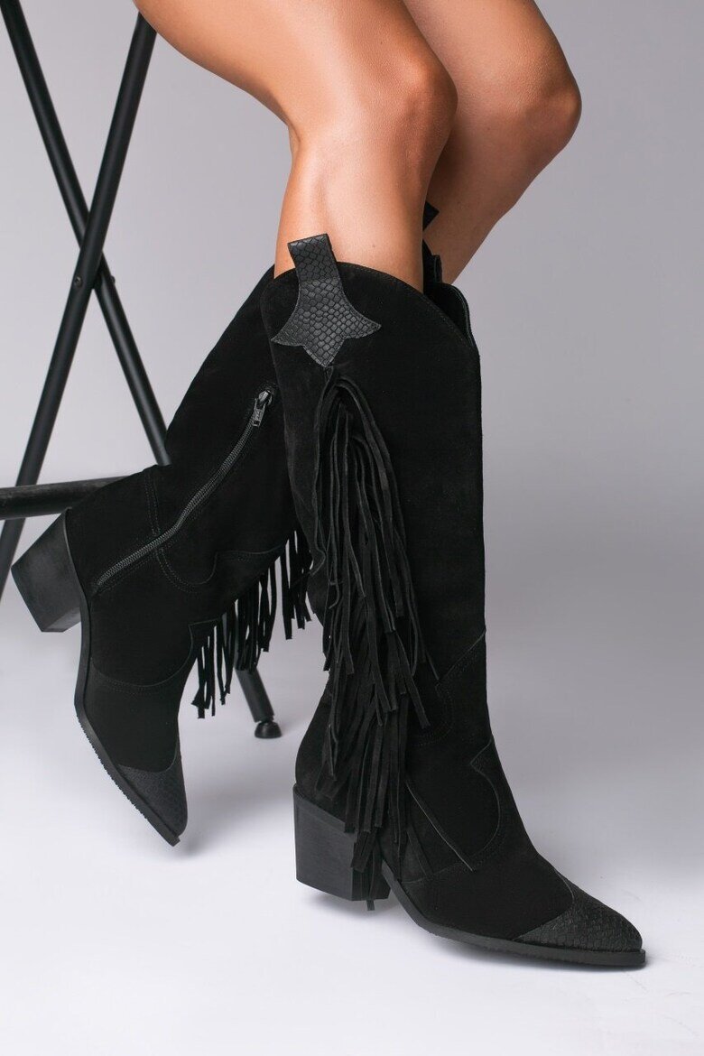 Vanilla Ciocate Marshall piele intoarsa neagra cu garnituri texturate