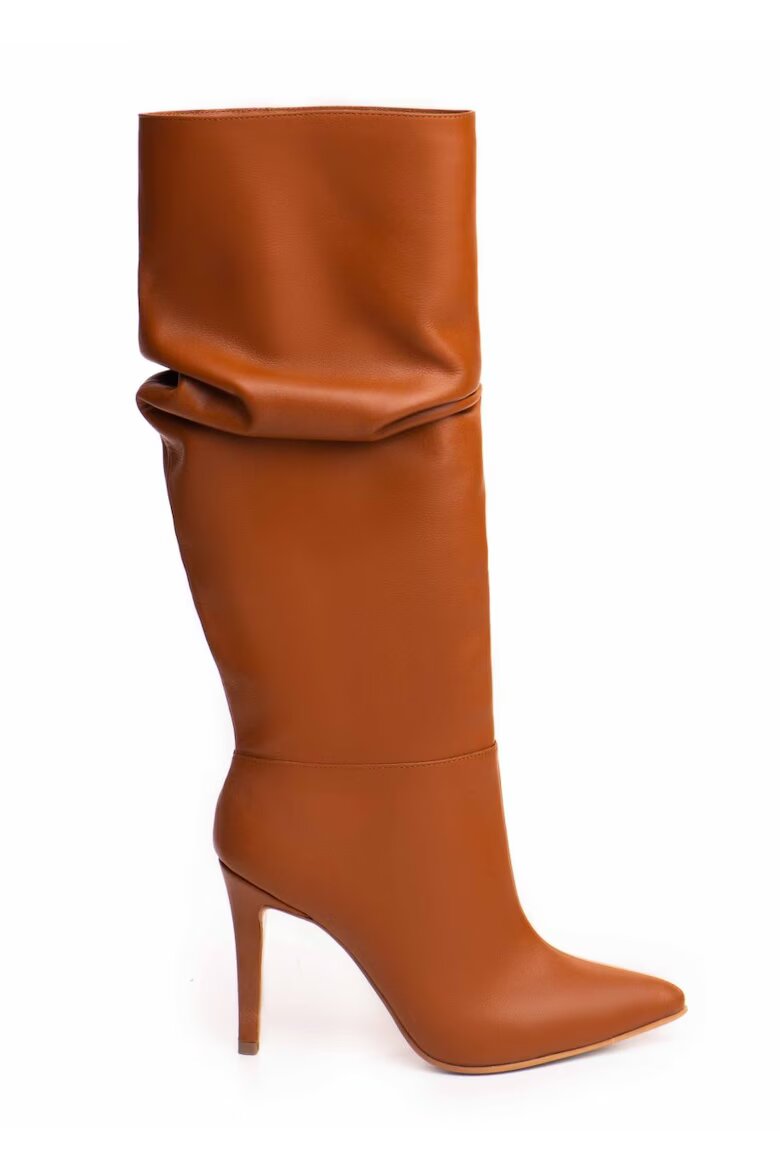 Vanilla Cizme de piele cu design drapat Espresso Whisper