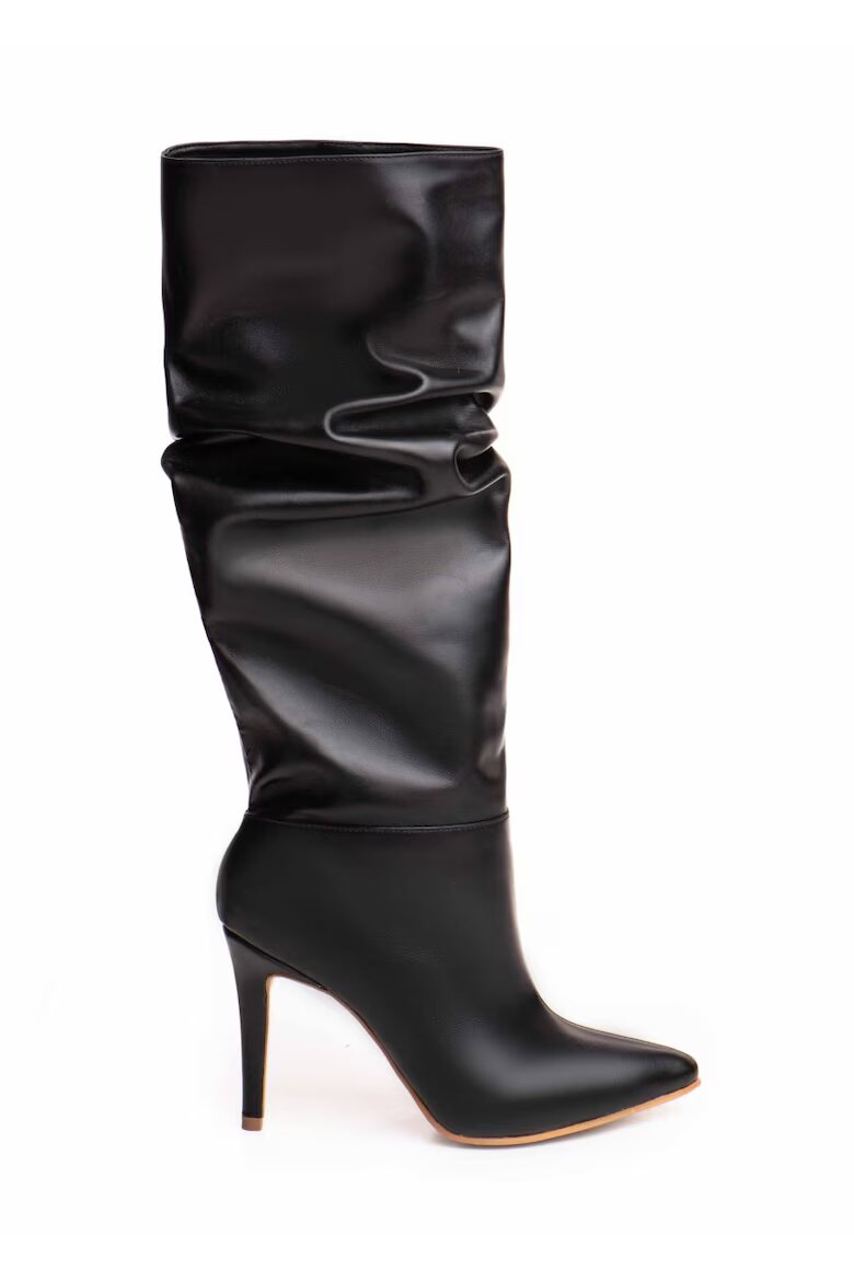 Vanilla Cizme din piele cu design drapat Obsidian Whisper