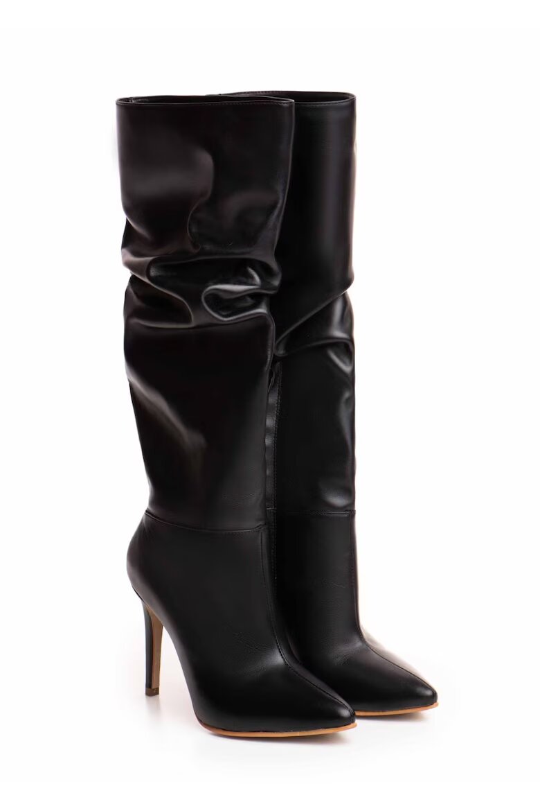 Vanilla Cizme din piele cu design drapat Obsidian Whisper