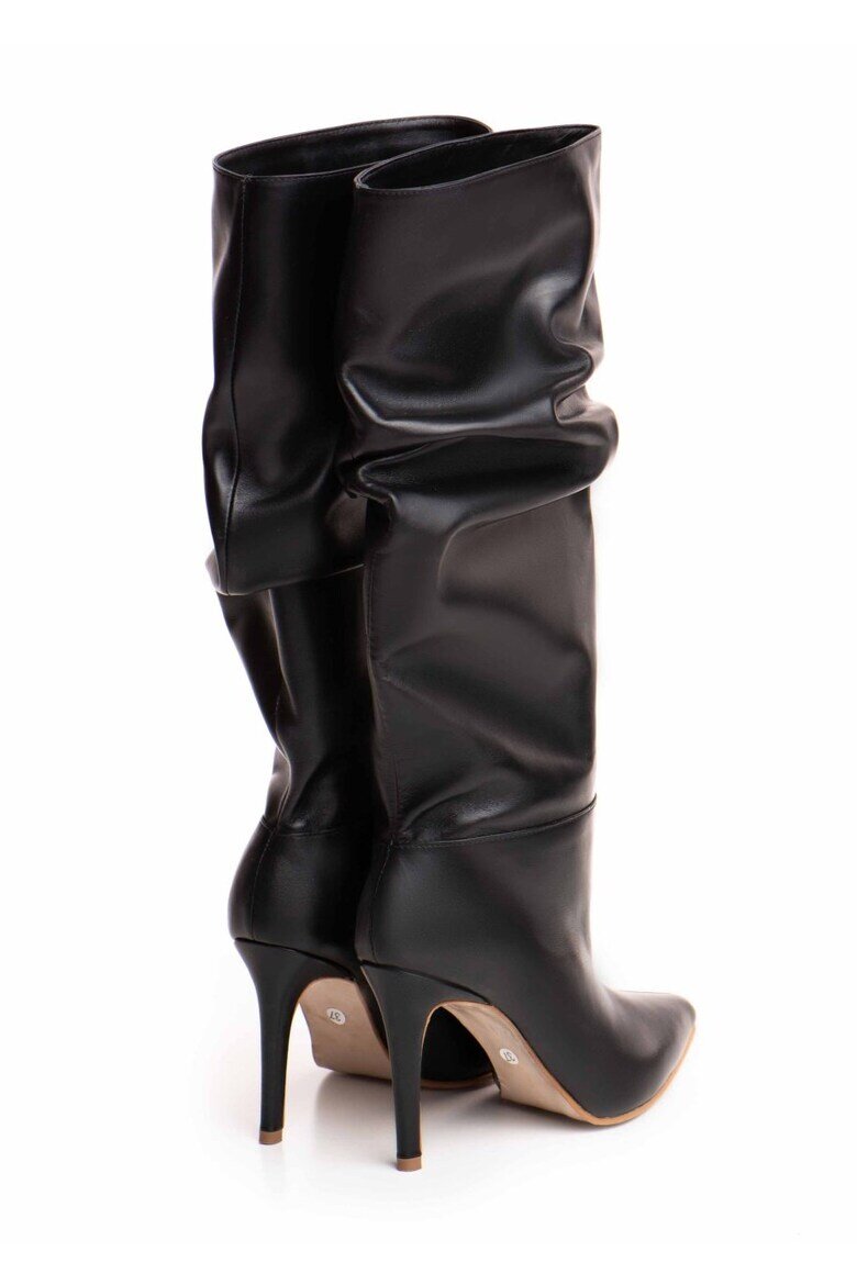 Vanilla Cizme din piele cu design drapat Obsidian Whisper