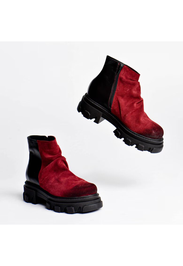 Vanilla Ghete din piele intoarsa cu design colorblock Andorra