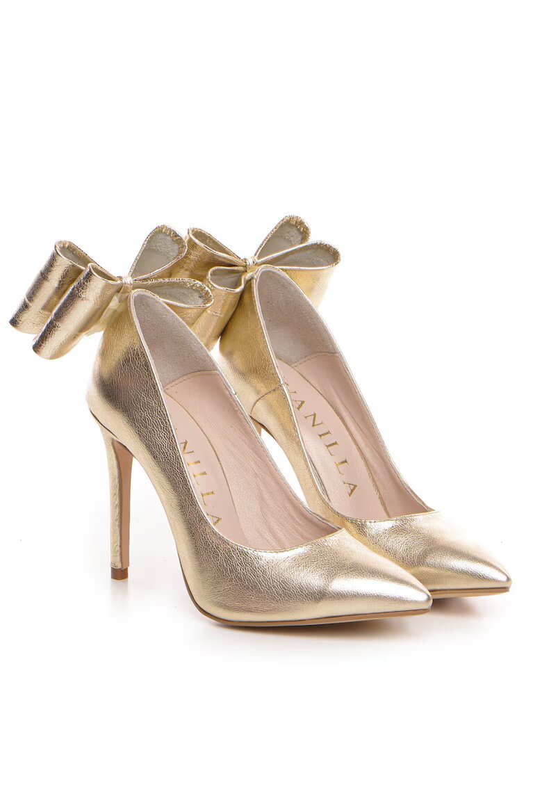 Vanilla Pantofi Stiletto cu toc subtire - piele naturala - aurii