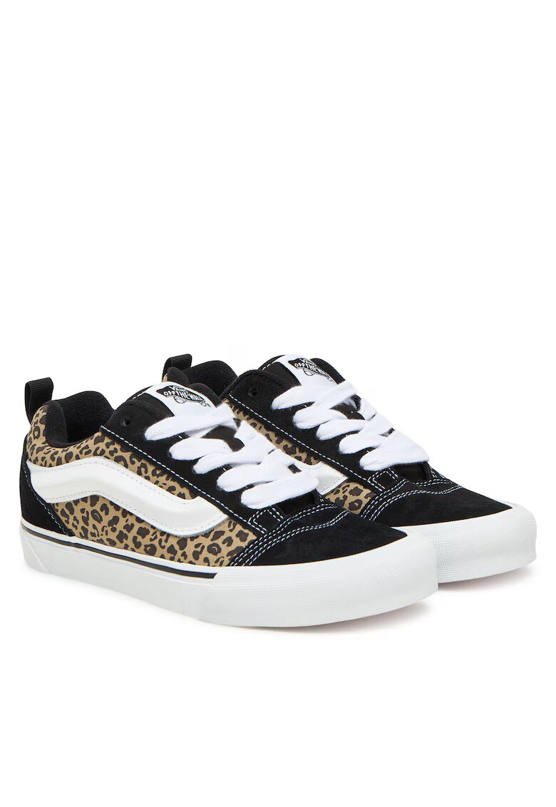 Vans Детски кецове - модел Knu Skool - естествена кожа - черен/леопардов принт