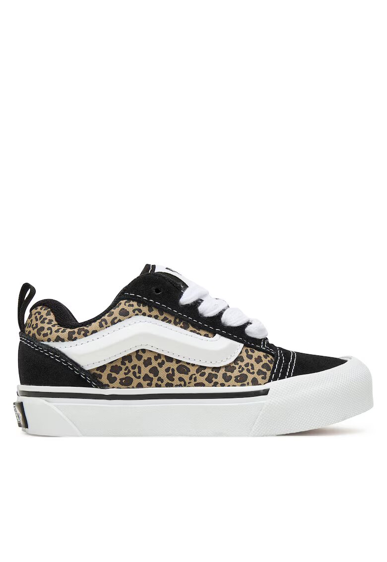 Vans Детски кецове - модел Knu Skool - естествена кожа - черно/кафяво с леопардов принт