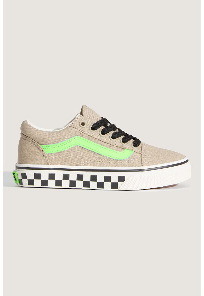 Vans Кецове Old Skool с контрастно лого - Бежов пясък/Електриково Зелено